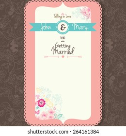 "We are getting Married". Wedding card template. vector illustration Celebrating Love wedding invitation