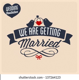 We Are Getting Married Wedding Invitation Card Illustration in Vintage Style