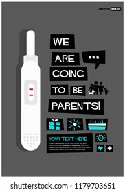 We are going to be parents Retro Baby Announcement Poster Design With Pregnancy Test Stick Vector Illustration