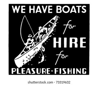 We Have Boats For Hire - Retro Ad Art Banner