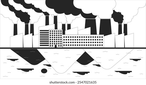 Temos escolha preto e branco preto e branco conceito de ilustração 2D. Poluições em instalações industriais e colinas novas delineiam desenhos animados. Arte vetorial monocromática de metáfora de perigo de crise climática