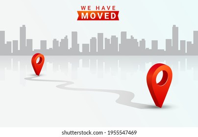 We have moved banner, Location change announcement template