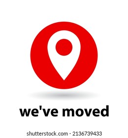 we have moved card, map pointer red color, vector illustration