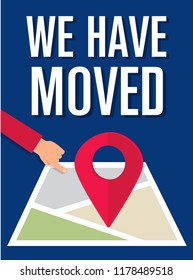 We have moved, changed address navigation, flat illustration vector