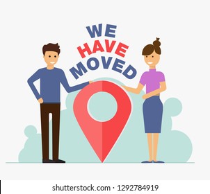 We have moved, changed address navigation, flat illustration vector