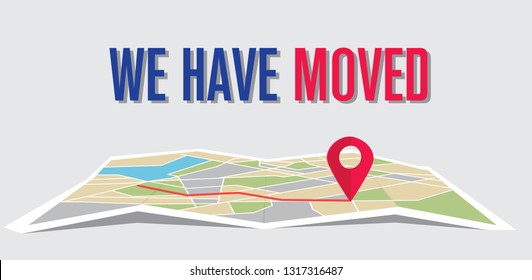 We have moved, changed address navigation, flat illustration vector