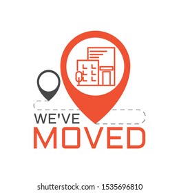 We have moved, changed address. Flat illustration.