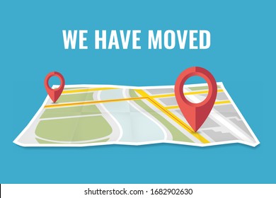 We have moved changed address map navigation, flat vector illustration eps 10