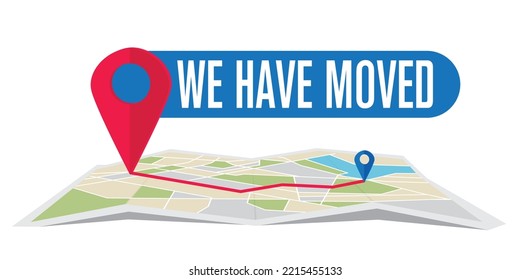 We have moved, changed address navigation, flat illustration vector