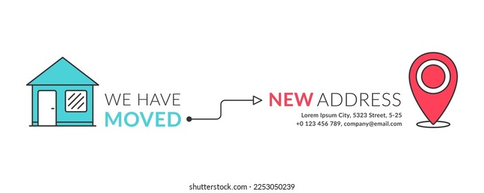 We have moved concept with house and map pin line icons, vector eps10 illustration