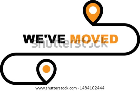 We have moved icon - resettlement, relocation and ecommerce delivery or transfer sign
