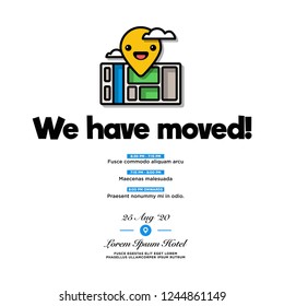 We Have Moved Invitation Design with Where and When Details with Location Pin and Map