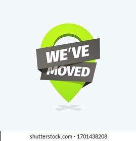 We have moved isolated vector icon. Information of relocation sign on white background