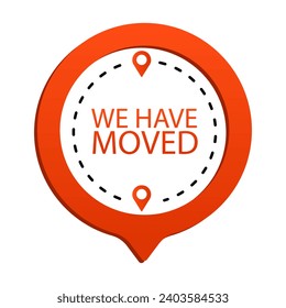 We have moved line icon. Location, chain of stores, truck, moving, housewarming, road, loader. Vector icons for business and advertising