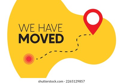 We have moved. Navigation map with pointers. Map location with changed the address. Advertising banner with city map. Vector illustration 10 eps.