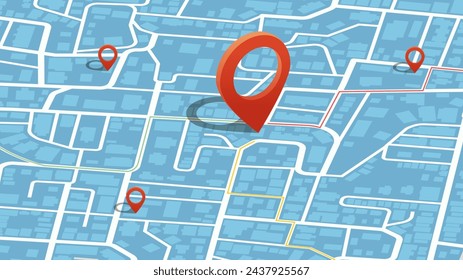 We have moved new office icon location. Address move change location announcement business home map. New pin location. Vector illustration