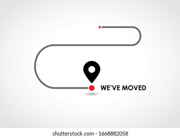 We have moved sign. Vector design clip-art 