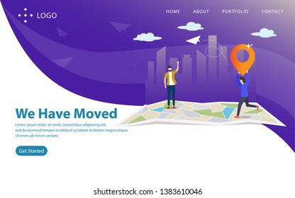 we have moved vector illustration concept, can use for, landing page, template, ui, web, mobile app, poster, banner, flyer