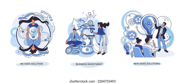 Tenemos metáfora de soluciones, inversión de negocios, nuevas ideas y escenarios de soluciones. Trabajo en equipo y lluvia de ideas. Equipo y nuevo inicio. Liderazgo y actividades financieras. Búsqueda conjunta de conceptos para nuevas ideas