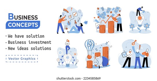 Tenemos metáfora de soluciones, inversión de negocios, nuevas ideas y escenarios de soluciones. Trabajo en equipo y lluvia de ideas. Equipo y nuevo inicio. Liderazgo y actividades financieras. Búsqueda conjunta de conceptos para nuevas ideas