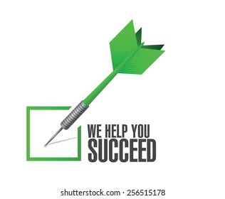 we help you succeed check dart sign illustration design over a white background