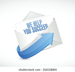 we help you succeed mail illustration design over a white background
