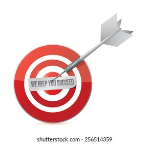 we help you succeed target sign illustration design over a white background