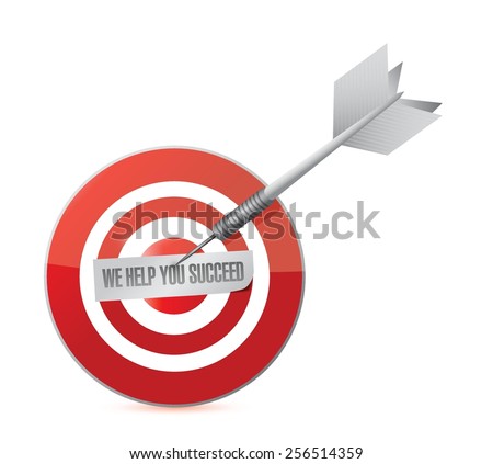 we help you succeed target sign illustration design over a white background