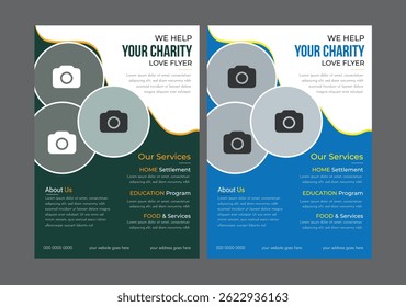 we help your charity Charity Flyer Layout with Circle Photo Masks , Yellow Accents, Charity flyer template 