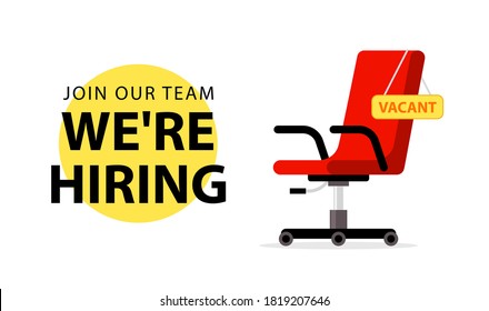 We Hire Ad Vector Concept. Hiring Job Chair Recruit Office Vacancy Ceo Banner Design