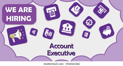 Wir stellen Account Manager ein. Vektorgrafik. 