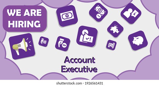estamos contratando a un ejecutivo de cuentas. ilustración vectorial. 