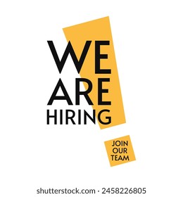 We are hiring announcement banner. Recruitment vector sign. Open job vacancy modern illustration. Human resources and employment poster. Professional career offer.