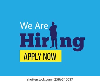 We Are Hiring Announcement with Successful Business Man Silhouette. HR campaign and employee search concept vector art