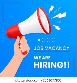 We are hiring announcement tempate design with megaphone