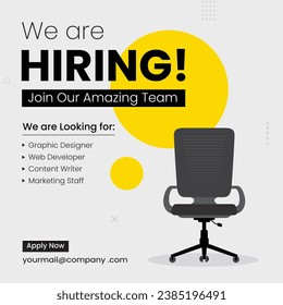 We are hiring announcement vector creative design and social media post template
