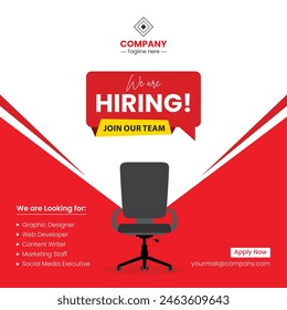 We are hiring announcement vector creative design and social media post template. Hiring recruitment open vacancy design. Hiring creative poster. Hiring Job flyer design. Employees requirement.