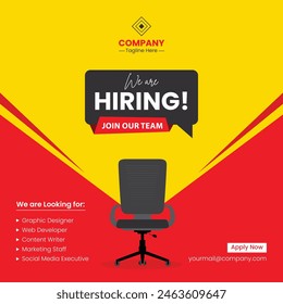 We are hiring announcement vector creative design and social media post template. Hiring recruitment open vacancy design. Hiring creative poster. Hiring Job flyer design. Employees requirement.