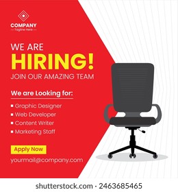 We are hiring announcement vector creative design and social media post template. Hiring recruitment open vacancy design. Hiring creative poster. Hiring Job flyer design. Employees requirement.