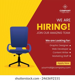 We are hiring announcement vector creative design and social media post template. Hiring recruitment open vacancy design. Hiring creative poster. Hiring Job flyer design. Employees requirement.