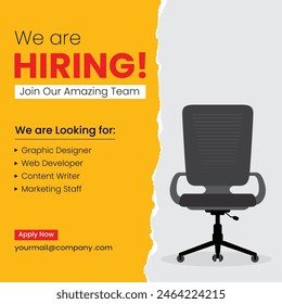 Wir stellen Ankündigung Vektorgrafik kreatives Design und Social Media Post Vorlage. Einstellungen für offene Stellen. Kreatives Poster einstellen. Job-Flyer-Design einstellen. Anforderungen an Mitarbeiter.