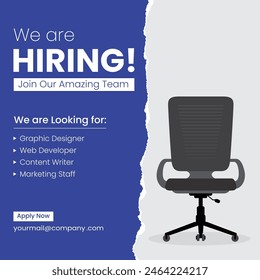 We are hiring announcement vector creative design and social media post template. Hiring recruitment open vacancy design. Hiring creative poster. Hiring Job flyer design. Employees requirement.