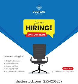 We are hiring announcement vector creative design and social media post template. Hiring recruitment open vacancy design. Hiring creative poster. Hiring Job flyer design. Employees requirement.