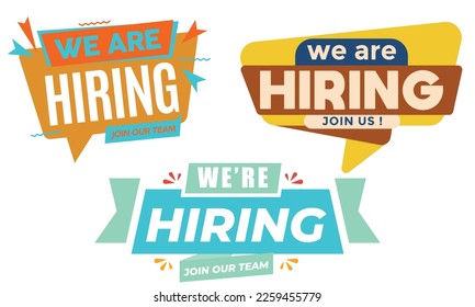 We are hiring banner abstract background, Hiring recruitment open vacancy design, We are hiring let's join us announcement