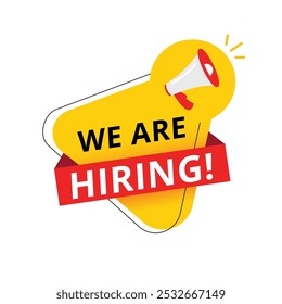 We are hiring banner, announcement lettering modern design. vector.