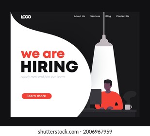 We Are Hiring Banner Design, Landing Page Vector