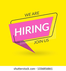 We are Hiring banner. Join us. Hire for the Job concept. Vacancy design poster. Vector illustration.