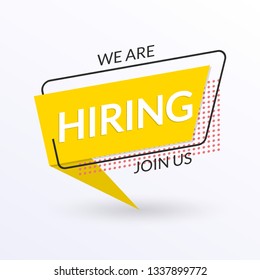 We are Hiring banner. Join us. Hire for the Job concept. Vacancy design poster. Vector illustration.