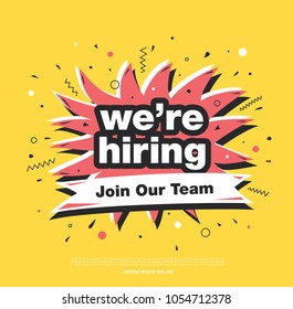 we are hiring banner layout design, vector illustration