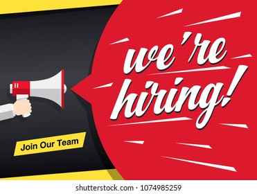 we are hiring banner layout design, vector illustration